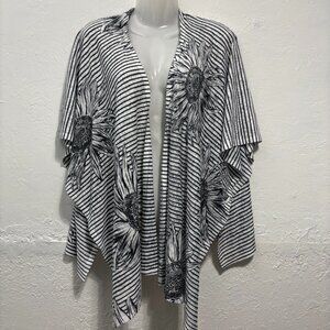 Et Lois Artsy Kimono Wrap Cardigan Shawl Cover Up Top Cozy Sunflower Gray OS